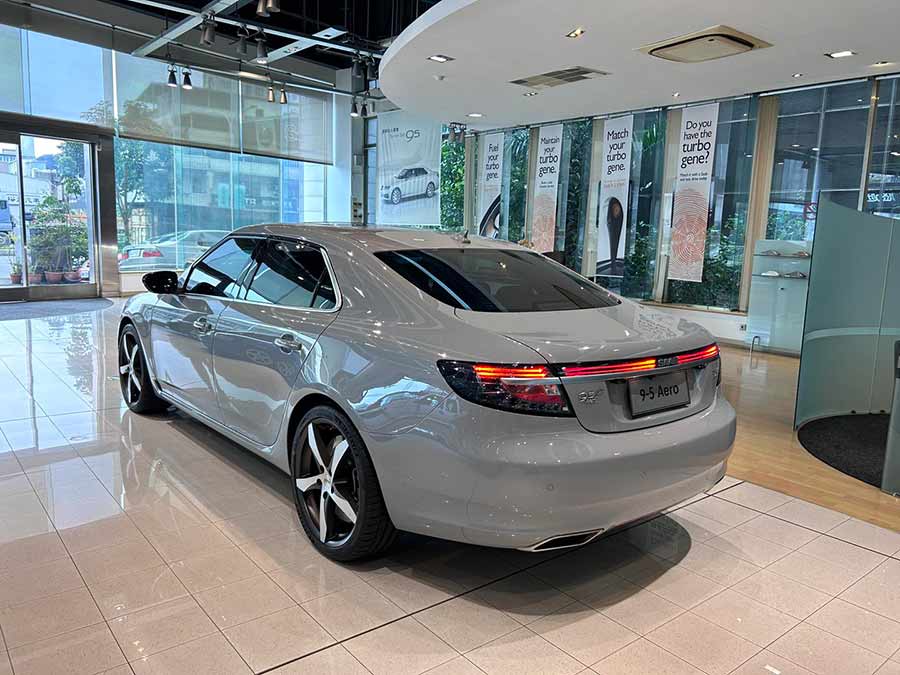 Rare Saab 9-5 NG in Brooklyn Gray Metallic, proudly showcased inside SAC’s Saab dealership – one of the last remaining active Saab showrooms in the world.