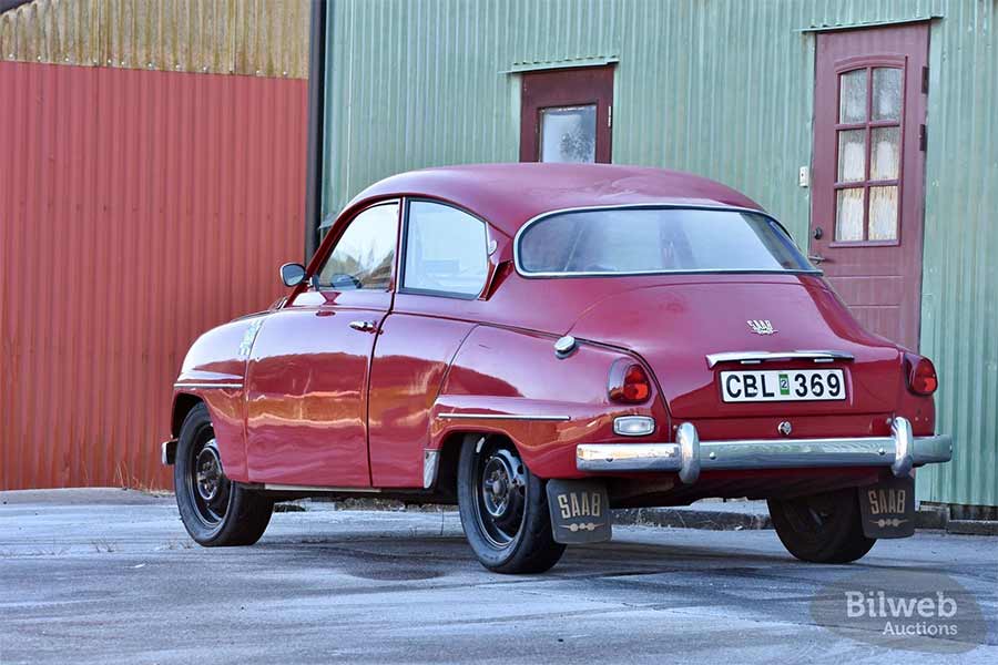 This 1964 Saab 96 2-Stroke, factory-tuned for performance, features a race-derived exhaust system and a high-revving 850cc engine. With its distinctive rally stance and Saab-branded mud flaps, this classic is a true embodiment of Saab’s motorsport heritage.