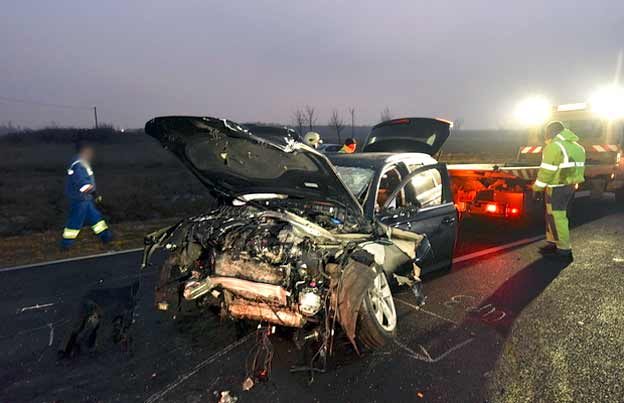 Audi's wreck after crash