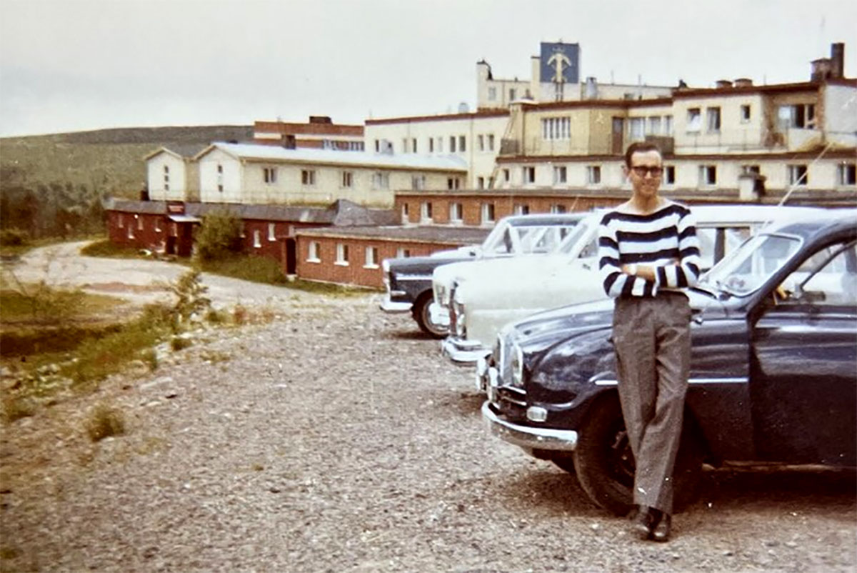 Inge, proudly leaning on his midnight-blue Saab 96 in the mid-1960s, igniting a passion for Saab that would endure for decades.