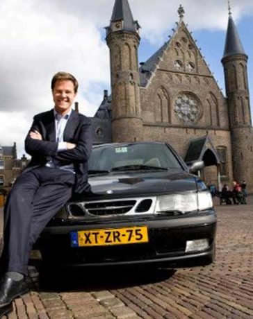 Mark Rutte and his Saab 9-3 OG