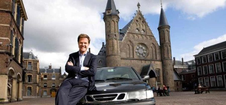 Mark Rutte and his Saab 9-3 OG