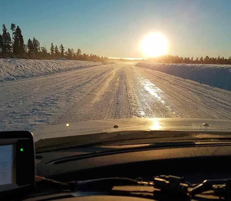 The view from the cabin of NEVS 9-3 EV test car