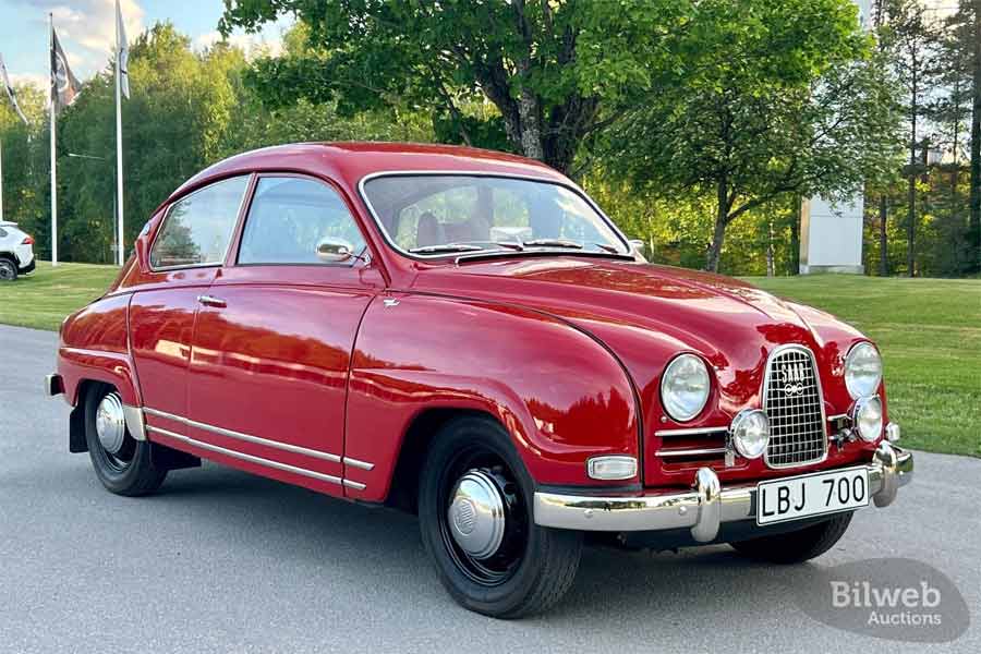 The Saab 96 Sport 2T from 1964, the second highest bid at the 2024 Saab Festival auction, selling for 341,000 SEK (over $32,000).