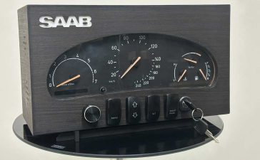 The SAAB MIU Clock, a handcrafted masterpiece that transforms a classic Saab instrument cluster into a fully functional timepiece with authentic Saab features.