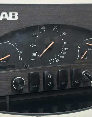 The SAAB MIU Clock, a handcrafted masterpiece that transforms a classic Saab instrument cluster into a fully functional timepiece with authentic Saab features.