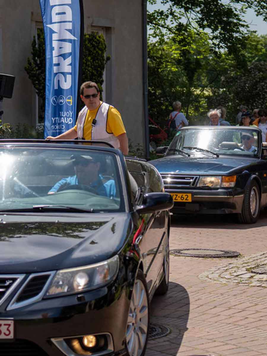 Flashback to Saab Saturday 2023: A vibrant collage of classic and modern Saab models, echoing the unity and enthusiasm of Saab's dedicated community.