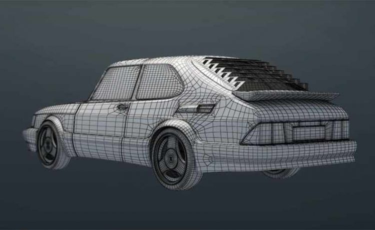 Saab 900 Carlsson 3D Printed Scale model in One Piece