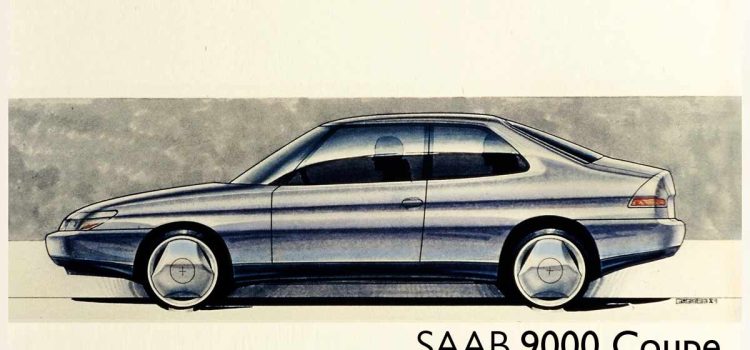 Sketch by Pietro Camardella showcasing his vision of the Saab 9000 Coupe: A Side View Rendering