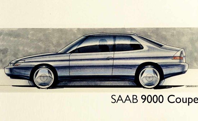 Sketch by Pietro Camardella showcasing his vision of the Saab 9000 Coupe: A Side View Rendering