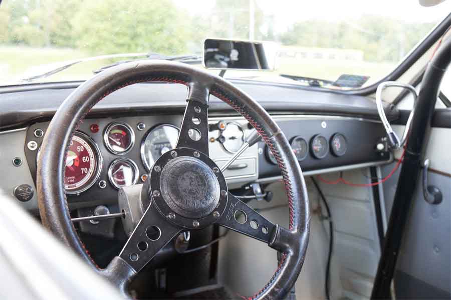 Saab interior with roll cage