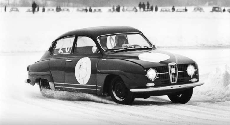 Saab 96 on ice