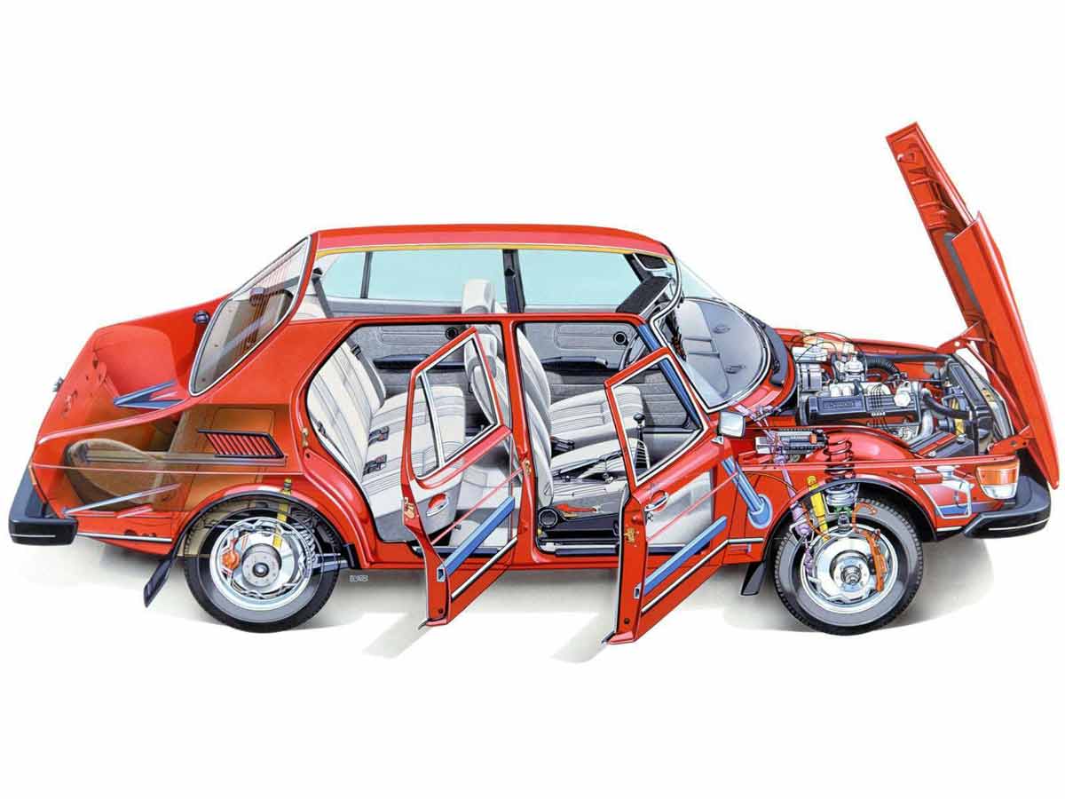 Saab 99 Cutaway Drawing