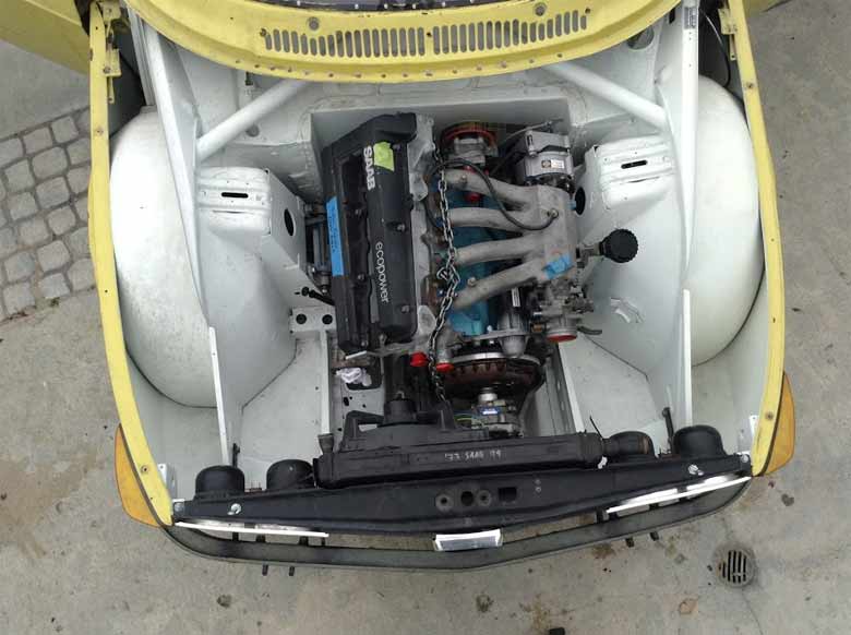 Saab 99 Race project - engine bay