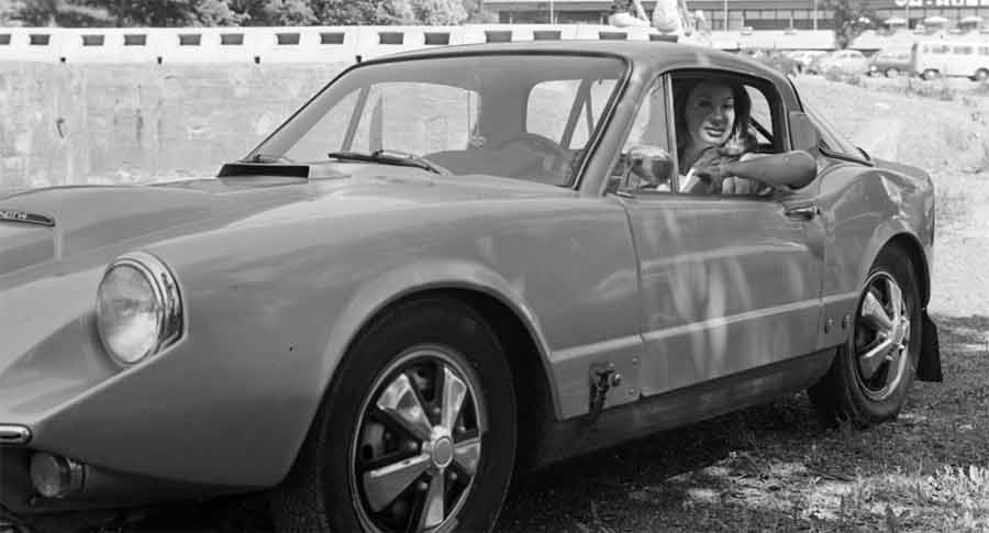 Åse Kleveland at Damenes Trafikkløp, 1970 in her Saab Sonett V4