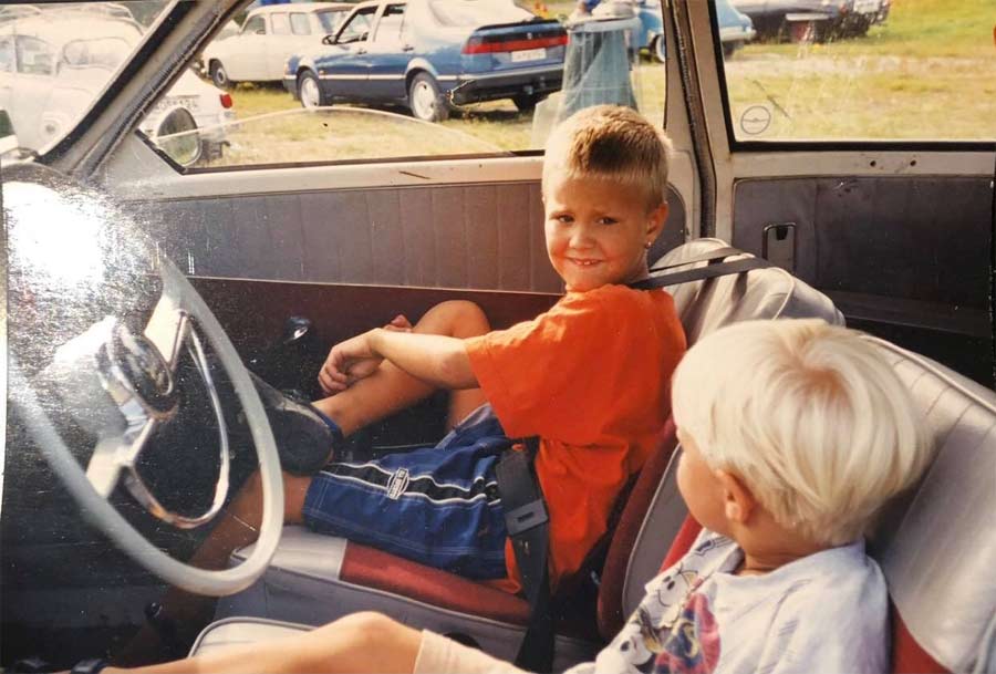 Saab brothers - Robin and Felix, at a time when little Robin was taking part in a rally