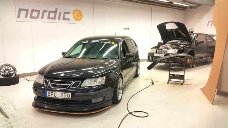 New custom Saab front lip-splitter by Nordic Tuning