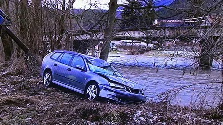 Saab afert fall into river