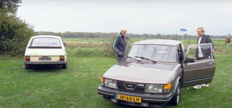 Grandfather, grandson and Saab 900