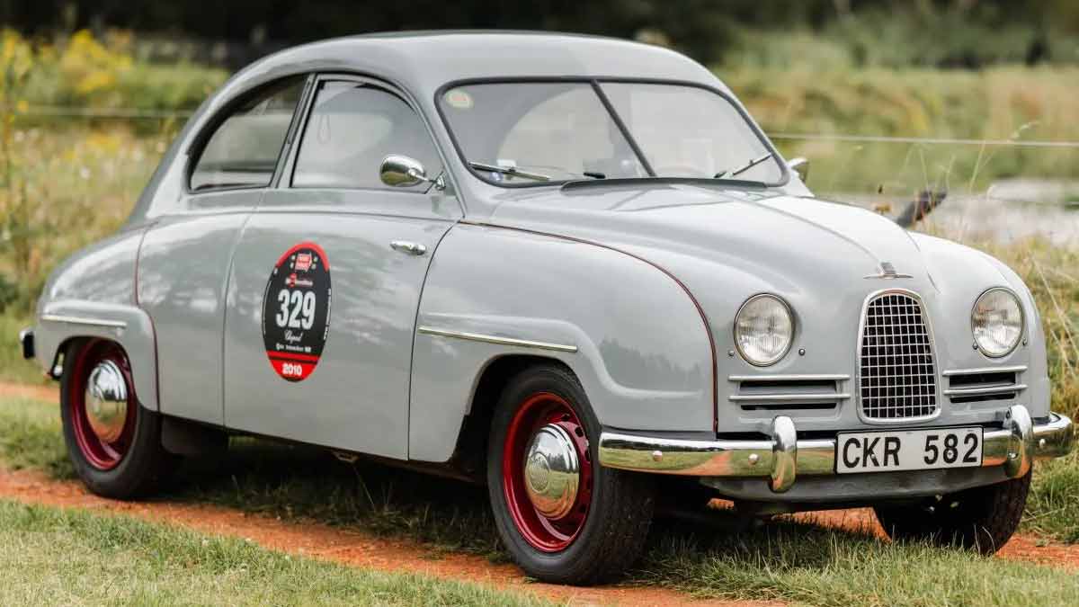 The iconic 1957 Saab 93A—expertly restored and rich with Mille Miglia legacy, ready for its next journey.