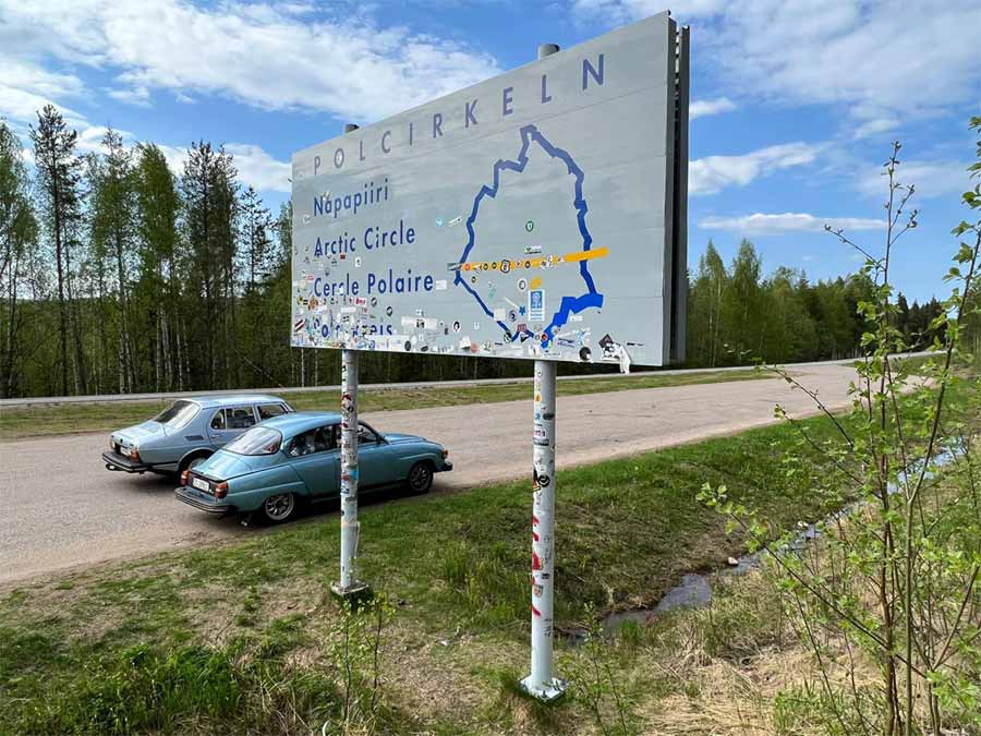 Saabs at Arctic Circle, the first stop on the way to the Saab Festival in Trollhattan 2022