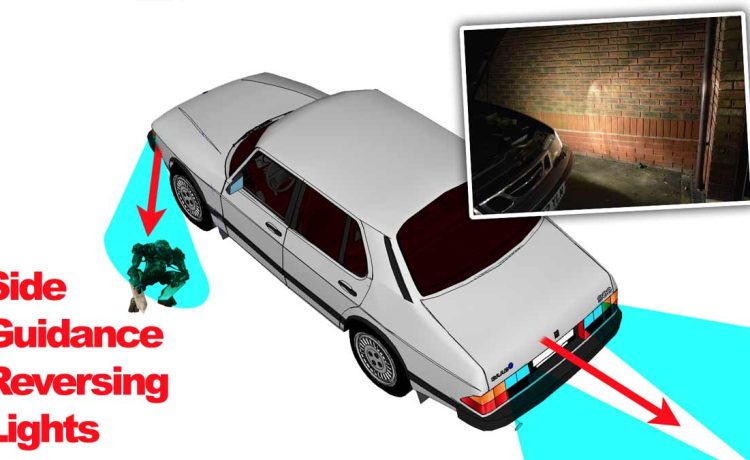 Saab's Side Guidance Reversing Lights illuminate the path ahead, providing enhanced visibility during reverse maneuvers