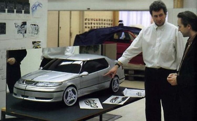 Tony Catignani next to the 9-5 prototype