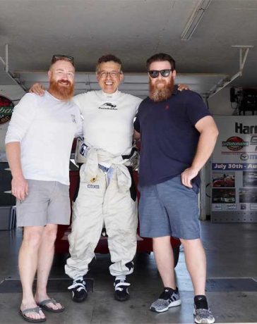 Tyler, Sam and Brian at Track Day, SOC 2023. — at Petersen Automotive.