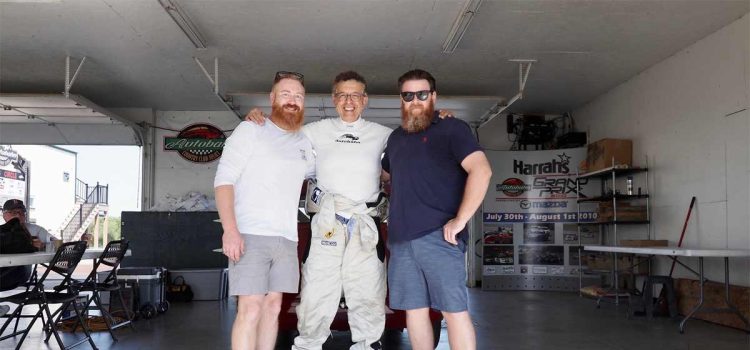 Tyler, Sam and Brian at Track Day, SOC 2023. — at Petersen Automotive.