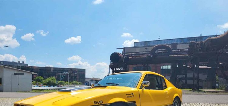 This vibrant yellow 1972 Saab Sonett III, originally red-orange, showcases its stunning transformation and meticulously maintained condition, standing as a testament to classic Swedish engineering and design.