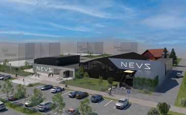 A vision of NEVS's future expansion: New office spaces and modern facilities reflect the company's commitment to innovation, as part of the revitalization of Stallbacka.