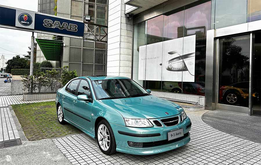 A Stunning Rebirth: This meticulously restored Saab 9-3 Aero in Glacier Blue stands proudly at SAC Taiwan, embodying Scandinavian design, precision engineering, and a family's enduring passion for Saab.