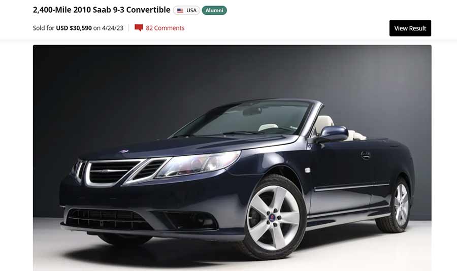 After setting a record at $30,590 with just 2,400 miles in 2023, this impeccable 2010 Saab 9-3 Convertible makes its intriguing return to the auction scene.