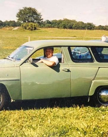 Mikael Beckgärd Johansson in one of his classic Saab 95 cars