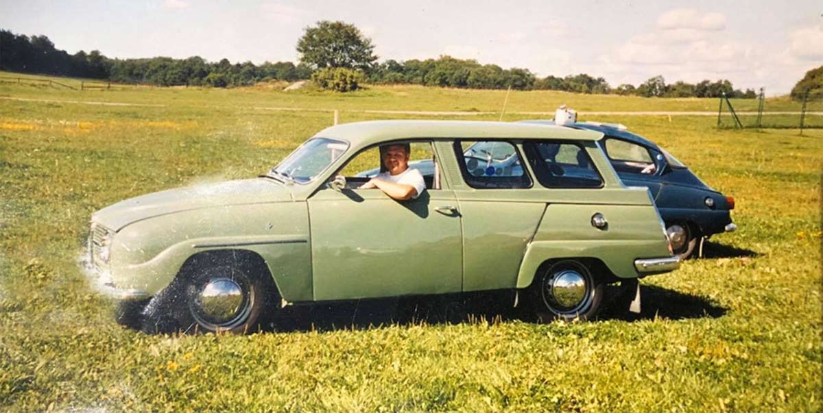 Mikael Beckgärd Johansson in one of his classic Saab 95 cars