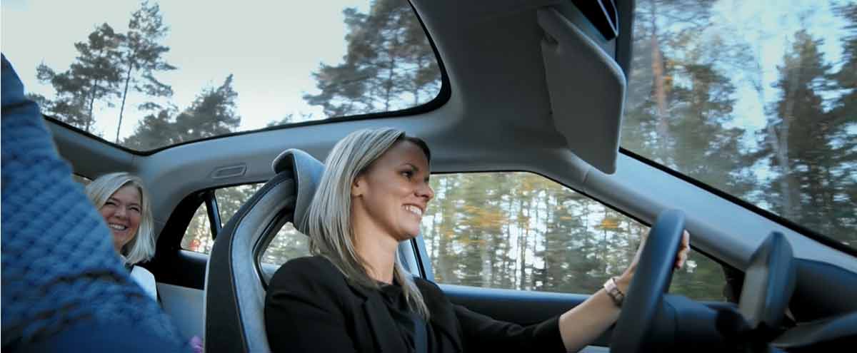 Nina Selande behind the wheel of one of the NEVS Emily GT prototypes