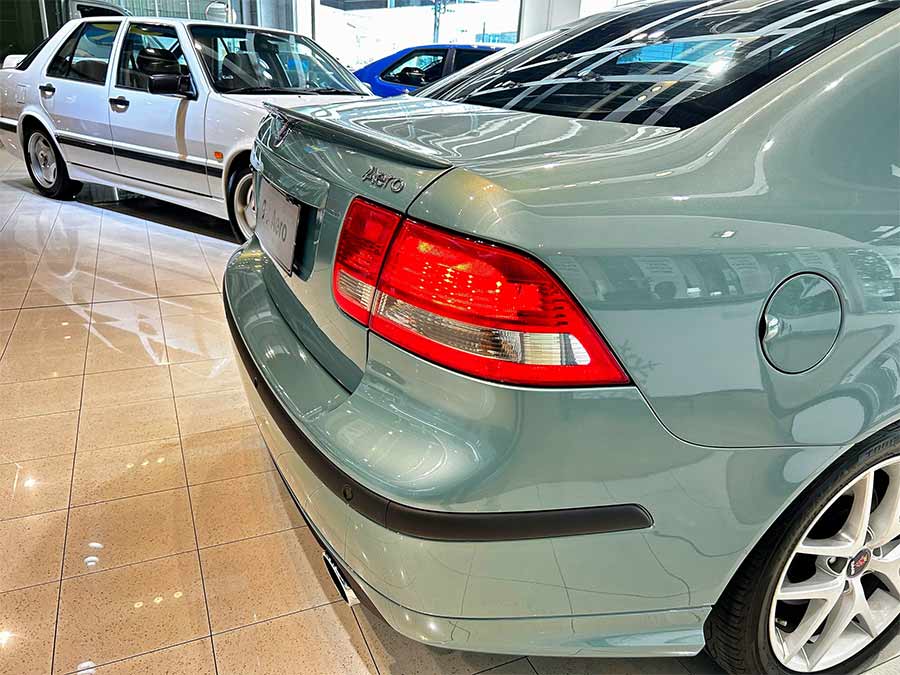 Timeless Saab Elegance: The fully restored 9-3 Aero in Glacier Blue, standing proudly alongside Saab classics, showcases the brand's enduring design and performance legacy.