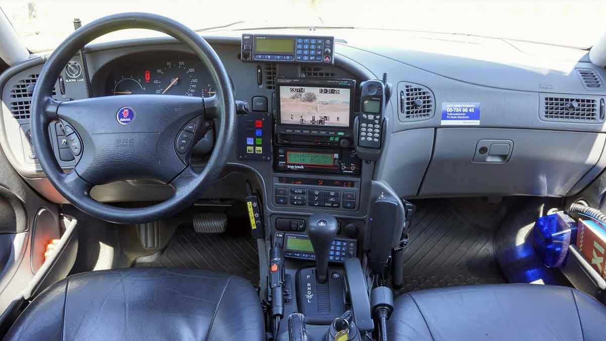 Interior Loaded with Law Enforcement Gear: Explore the Police Saab 9-5's Unique Features