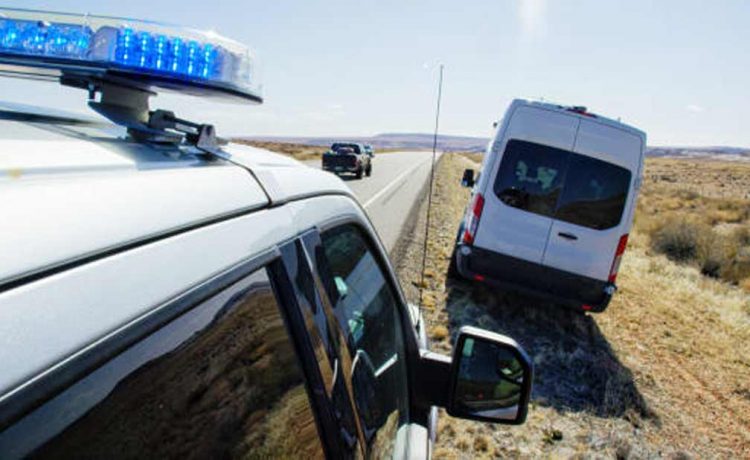 A police van that noticed the speeding of the Danish Saab driver