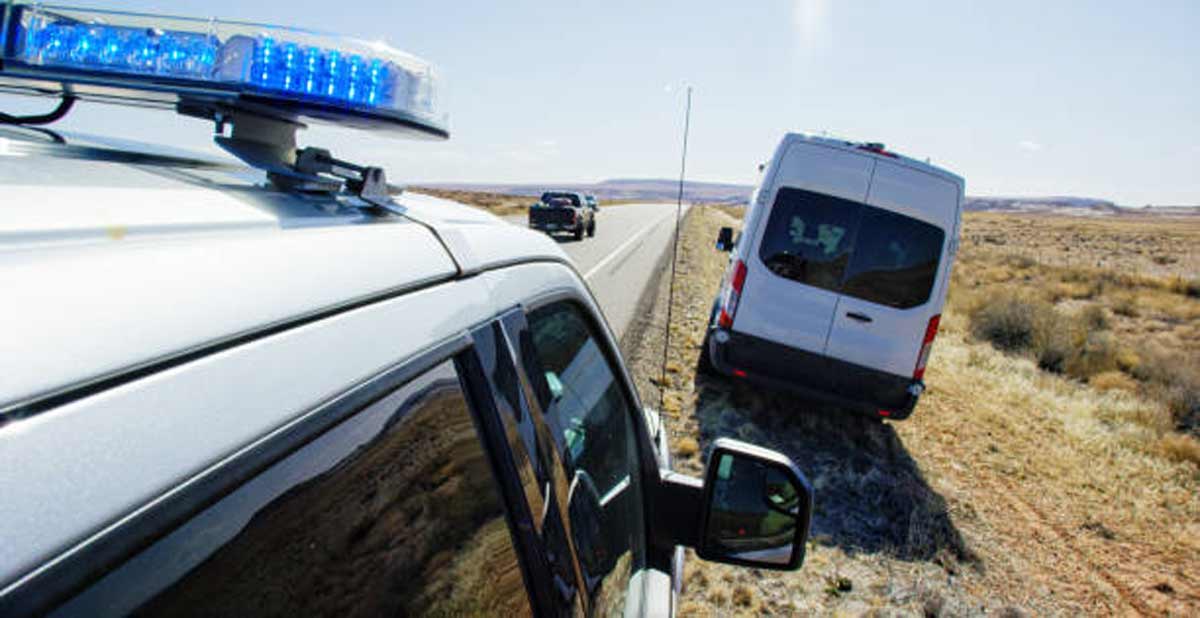 A police van that noticed the speeding of the Danish Saab driver