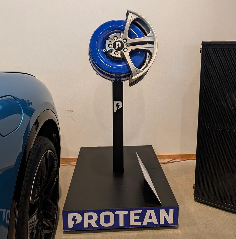 Protean Electric in-wheel motor technology, originally acquired by NEVS in June 2019, but later sold to British company Bedeo in 2021. This innovative motor system was key to the Emily GT’s AWD performance concept.