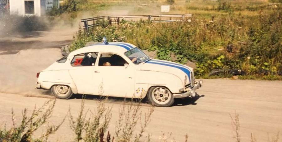 Mikael and his 8-year-old son Robin  at a local rally race