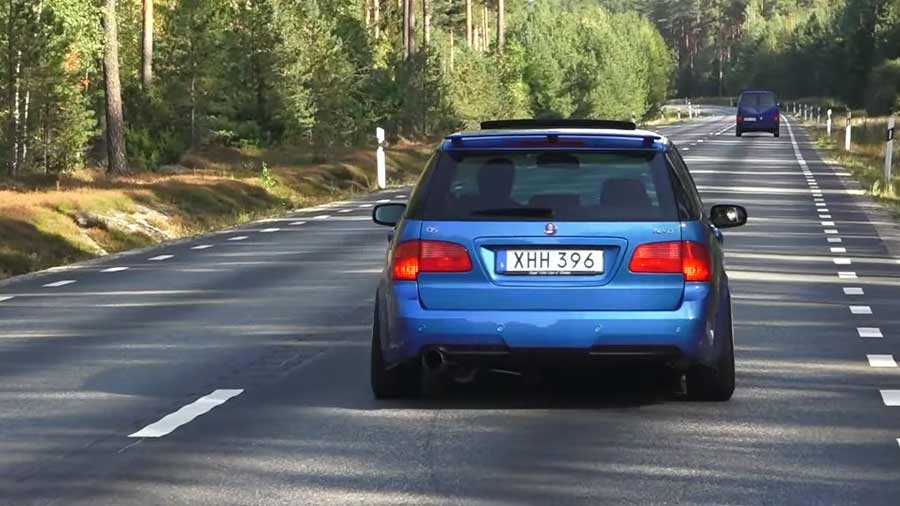 With its striking custom blue paint and widened stance, this tuned Saab 9-5 Sportwagon commands the road as the ultimate sleeper car, blending performance and style in perfect harmony.