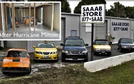 The SAAAB Store in Florida—standing resilient but battered after Hurricane Milton's floodwaters. Help rebuild this haven for Saab enthusiasts.