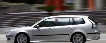 A Saab 9-3 NG in motion—still captivating enthusiasts and journalists years after production ended.