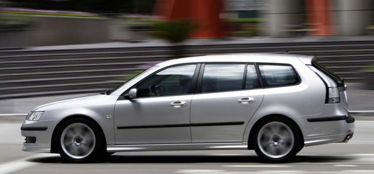 A Saab 9-3 NG in motion—still captivating enthusiasts and journalists years after production ended.