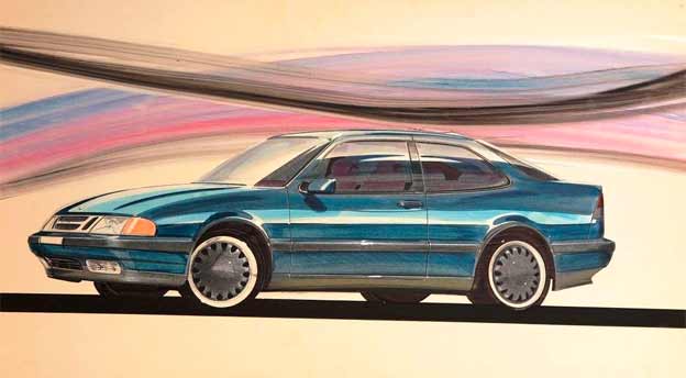 Saab 9000 coupe concept sketch