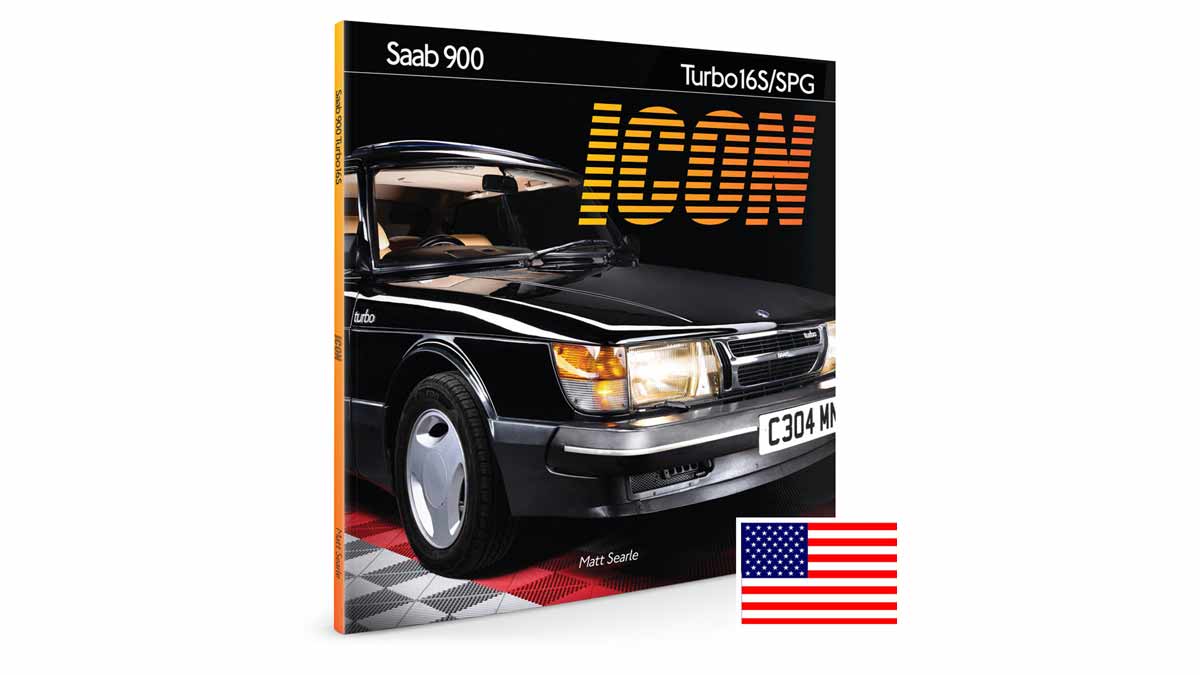 Matt Searle's 'ICON' alongside a classic SAAB 900 Turbo 16S/SPG, marking 40 years of automotive excellence.