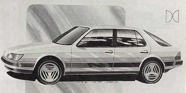 Sketches Saab 9000 model prototype