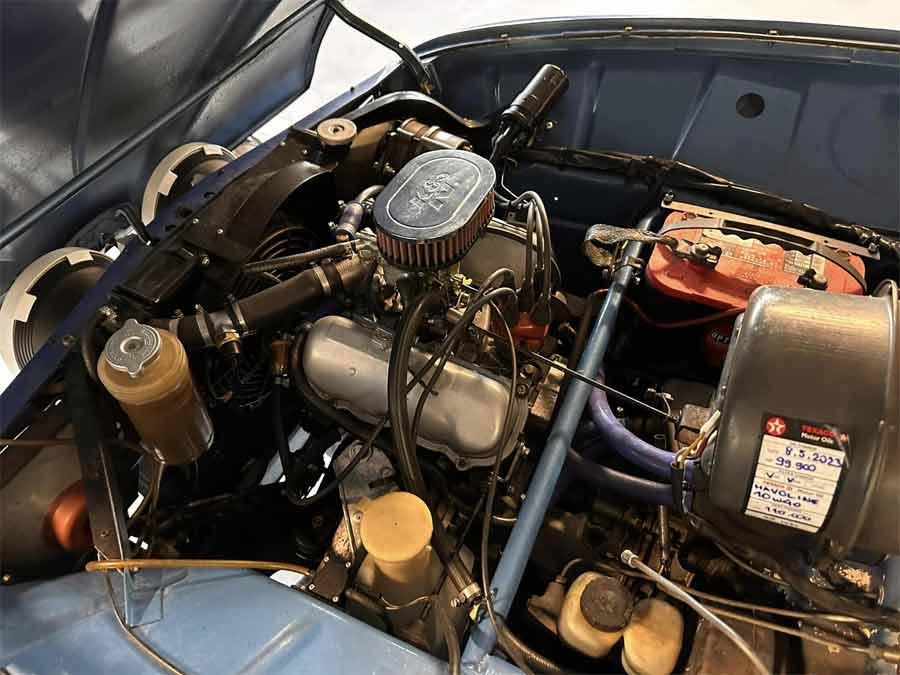 Power Perfected: The Heart of the 1976 Saab 96 Revealed - Meticulously Restored Engine Featuring Kolbenschmidt Pistons and Aluminum Timing Gear Set.